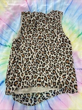 LOFT Leopard Print Short Sleeve Top - Beige, Black, Brown